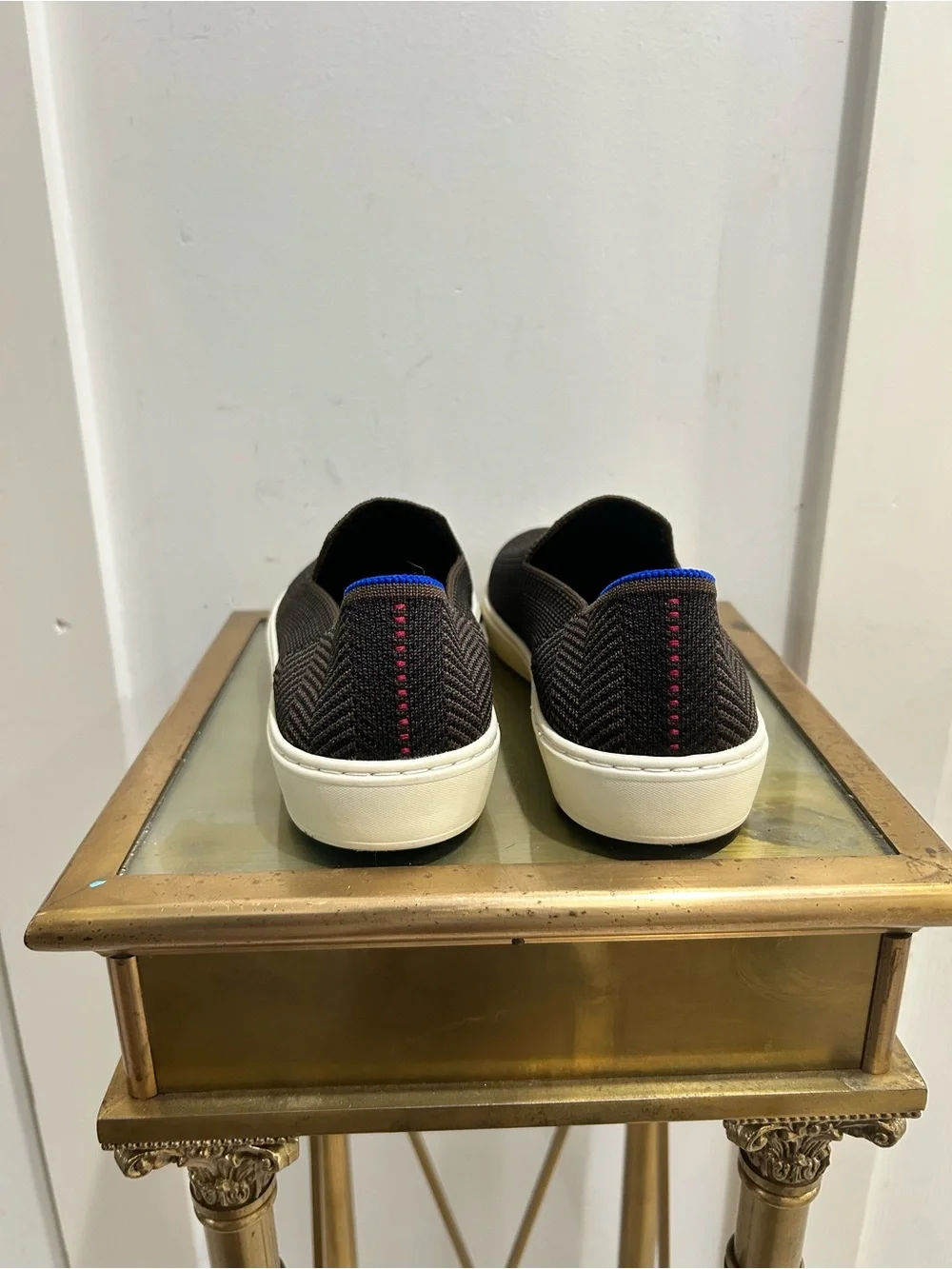 Rothy's The Original Slip On Sneaker in Dark Brown Herringbone